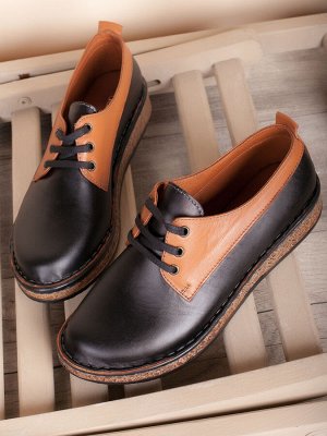 Комфортные женские туфли на плоской подошве/ Слиперы (7555-01)