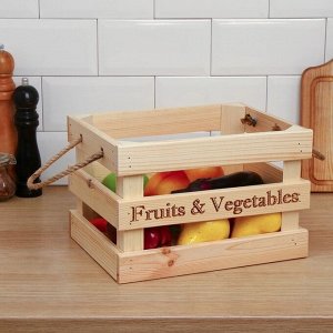 Ящик для овощей и фруктов, 29 ? 23 ? 19 см, деревянный