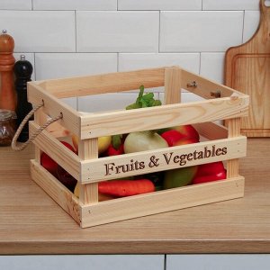Ящик для овощей и фруктов, 35 ? 28 ? 21 см, деревянный