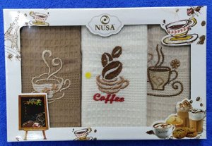 Набор салфеток вафельных с вышивкой NUSA