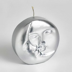 Свеча фигурная лакированная "Солнце и луна", 6Х1,5 см, серебро