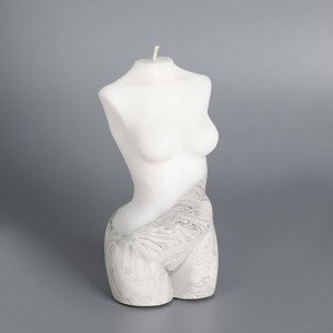 Свеча фигурная на бетоне "Женский силуэт", 15х7 см, белая