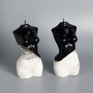 Свеча фигурная на бетоне "Женский силуэт", 15х7 см, черная