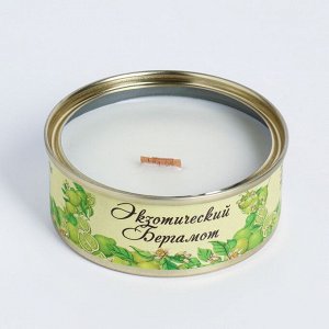 Натуральная свеча в жестяной банке из соевого воска "Экзотический бергамот",  7,5х3 см