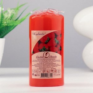 Свеча - цилиндр ароматическая "Клубника", 6х12,5 см, 35 ч, 283 г, красная
