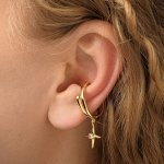Серьга &quot;Каффа&quot; сияние, цвет белый в золоте