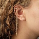 Серьга &quot;Каффа&quot; полумесяц со звездой, цвет белый в золоте