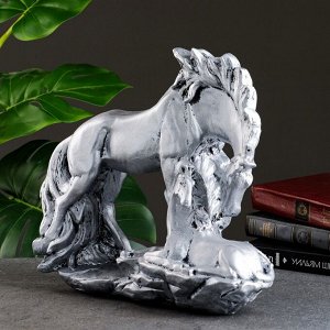 Фигура "Лошадь с жеребенком" серебро 11х34х31см