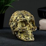 Стaтyэткa &quot;Череп цветнoй&quot; сoстaреннoе зoлoтo 10х12х8см