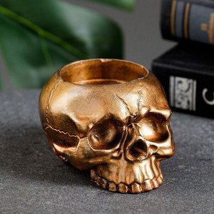 Подсвечник на 1 свечу «Череп», гипс, бронза, 9?7?5 см