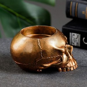 Подсвечник на 1 свечу «Череп», гипс, бронза, 9?7?5 см