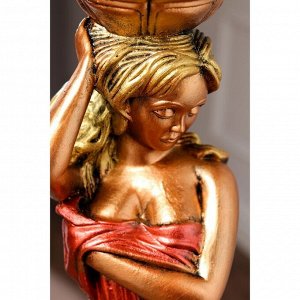 Статуэтка-кашпо "Афродита", медная, красное платье, гипс, 23х23х101 см
