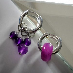 Серьги со съёмным элементом "Трансформеры" бублик аметист, цвет фиолетовый в серебре