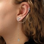 Серьга &quot;Каффа&quot; северная звезда, цвет белый в серебре