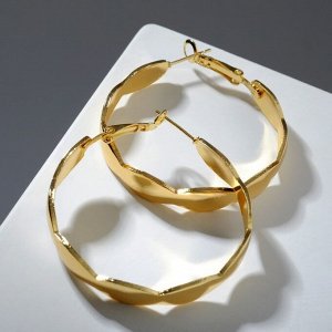 Серьги-кольца "Геометрия" вытянутые овалы, цвет золото, d=4