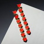 Серьги эмаль &quot;Сердца&quot;, цвет красный в золоте