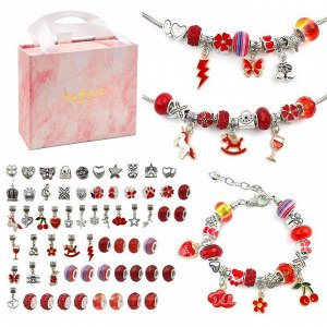 Набор браслетов с подвесками «сделай сам», 64 шт., Подарочная коробка розового цвета для девочек и женщин, изготовление ювелирных ожерелий, на подарок
