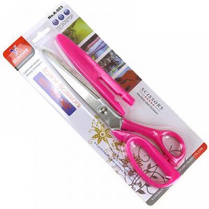 Ножницы портновские 22,5см, с чехлом, пластмассовые ручки, цвета микс, в блистере (Китай)