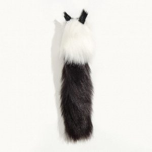 Игрушка для кошек "Кот-дружок", искусственный мех, корпус 7 см, белая/чёрная