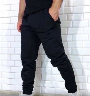 Мужские спортивные штаны 4004 "Однотон - Резинки Низ" Черные