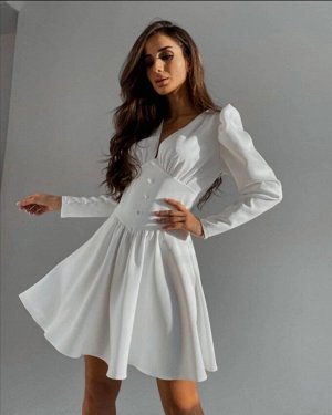 Платье 7007 "Однотонное №3" Белое