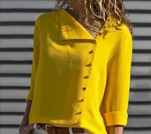 Рубашка Женская 3503 "Мелкие Пуговки - Однотон" Желтая