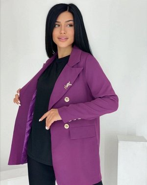 Женская Одежда 7007 "Однотон Брошь" Фуксия