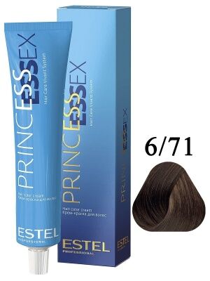 ESTEL PRINCESS ESSEX, 6/71 Крем-краска темно-русый коричнево-пепельный/коричневый перламутр,60мл