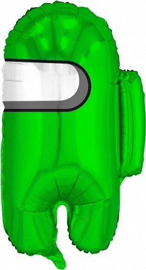 220557 Шар-фигура, фольга, "Геймер. Космонавтик зеленый" (Agura), 25"/65 см, инд. уп.