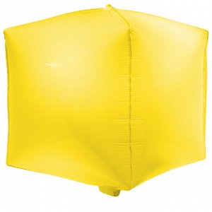 550076 Шар 3D куб, фольга,  20"/51 см, желтый лимонный, макарунс (Falali)