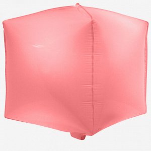 550079 Шар 3D куб, фольга,  20"/51 см, розовый коралл, макарунс (Falali)