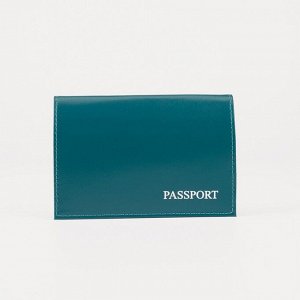Обложка для паспорта, глянцевая, тиснение, цвет бирюзовый 1628237