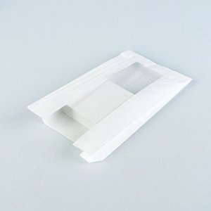 Пакет бумажный фасовочный, белый, с окном, V-образное дно 14(6) х 6 х 25 см
