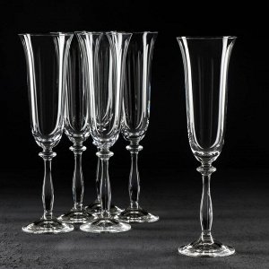 Набор бокалов для шампанского Bohemia Crystal «Анжела», 190 мл, 5 шт