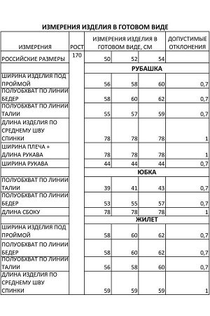 Юбка, Жилет, Рубашка / IVA 1323 черный-белый