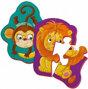 Мягкие магнитные Baby puzzle "Львенок и обезьянка" 2 картинки 8 эл.