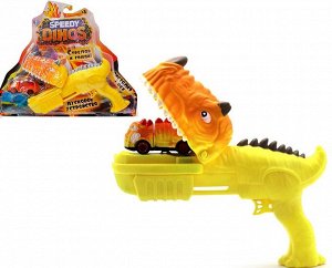 Игровой набор скоростные динозавры" с 1 фрикционной машинкой и пусковым устройством, желтый K02SPD003-1