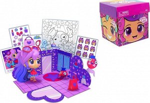 Игровой набор кукла-сюрприз Попи Доли с комнатой, наклейками, раскраской и аксессуарами, Popi Doli 10х10 см PD80000
