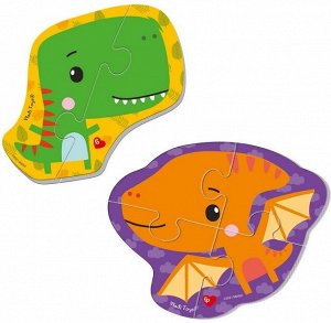Мягкие магнитные Baby puzzle Fisher-Price "Динозаврики" 2 картинки 6 эл.