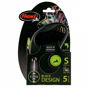 Flexi рулетка Black Design S (до 12 кг) 5 м трос черный/зеленый
