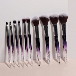 Набор кистей для макияжа «Luminous», 10 предметов, цвет чёрный/фиолетовый