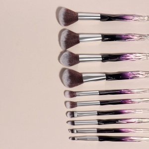 Queen fair Набор кистей для макияжа «Luminous», 10 предметов, чехол, цвет чёрный/фиолетовый
