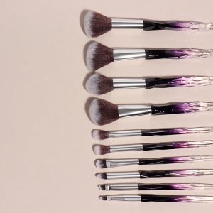 СИМА-ЛЕНД Набор кистей для макияжа «Luminous», 10 предметов, цвет чёрный/фиолетовый