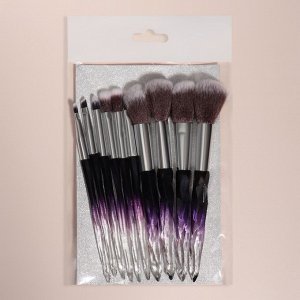 СИМА-ЛЕНД Набор кистей для макияжа «Luminous», 10 предметов, цвет чёрный/фиолетовый