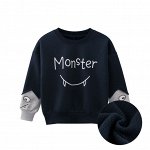 Толстовка для мальчика, принт monster, цвет синий
