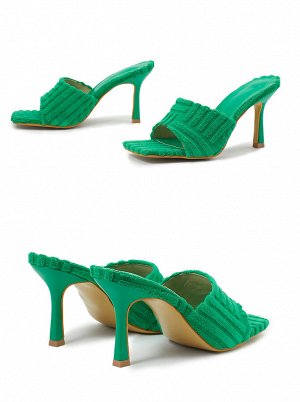 Женские мюли на каблуке, цвет зеленый