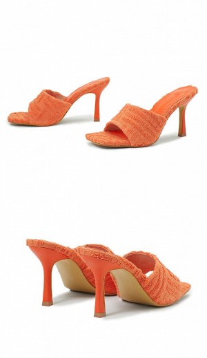 Женские мюли на каблуке, цвет оранжевый