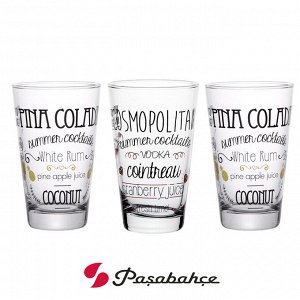 Набор стаканов Pasabahce "Summer Cocktails" с рисунком / 3 шт, 395 мл