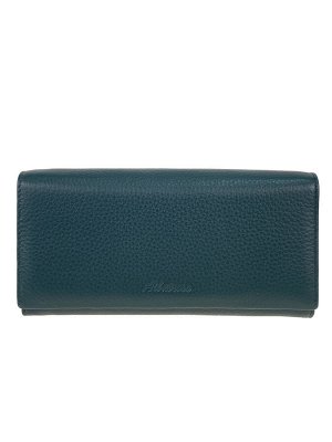 Женский кошелёк-портмоне из натуральной кожи, цвет зеленый