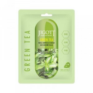 JIGOTT, Тканевая маска для лица ЗЕЛЕНЫЙ ЧАЙ GREEN TEA Real Ampoule Mask, 27 мл, арт.280177